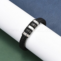 Bracciali cordone intrecciato in pelle per gli uomini&nbsp;BJEW-Z081-11EB-01