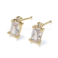 Orecchini a bottone in ottone con zirconi chiari e micro pavè&nbsp;KK-CBA56EF-40G-04