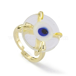 Anello polsino aperto malocchio lampwork&nbsp;RJEW-M147-01LG-06