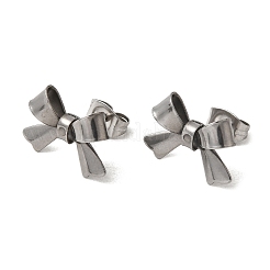 Orecchini a bottone con fiocco in acciaio inossidabile 304&nbsp;EJEW-Z136-01P