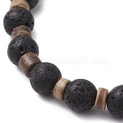 Stretch-Paararmbänder für Männer aus natürlichem Lavastein&nbsp;BJEW-JB11329-02
