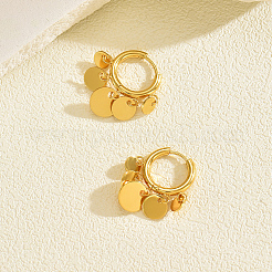 Boucles d'oreilles chandelier plates rondes en acier inoxydable&nbsp;LS-JB5555