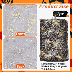Polyester-Gazestoff mit Halloween-Spinne und Spinnennetz&nbsp;AJEW-WH0314-677A
