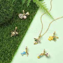 6 Stück 6 Stile Messing Emaille europäischen Baumeln Charms&nbsp;KK-CJ0003-95