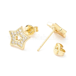 Clous d'oreilles étoile en zircone cubique transparente&nbsp;EJEW-P196-05G