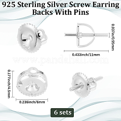 6 Set mit 925 Sterlingsilber-Ohrmuttern mit Stiften&nbsp;STER-BBC0008-58S