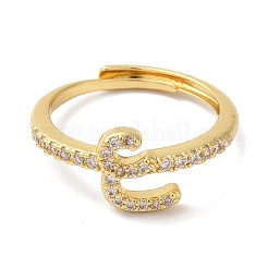 Bagues réglables en laiton plaqué zircone cubique avec lettres arabes pour femmes&nbsp;RJEW-S407-10G-16