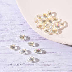 20pcs transparente sprühlackierte Glasanhänger&nbsp;GLAA-YW0001-03B