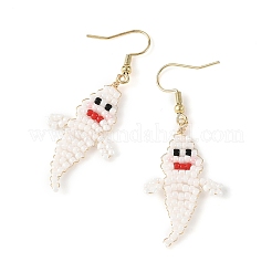 Boucles d'oreilles pendantes en perles de verre pour Halloween&nbsp;EJEW-MZ00769-02