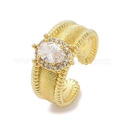 Anelli da donna aperti con micro pavé di zirconi cubici in ottone&nbsp;RJEW-U059-01G-02