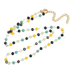 Collane a catena con perline di plastica colorate rondelle fatte a mano&nbsp;NJEW-P354-02A-G
