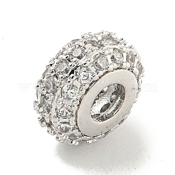 Perles de placage en laiton avec zircone cubique de micro pave&nbsp;KK-B091-03P-01