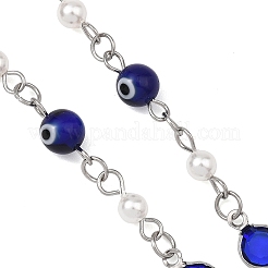 Handgefertigtes Armband aus Glas mit blauem Nazar-Auge und flacher&nbsp;AJEW-JB01644