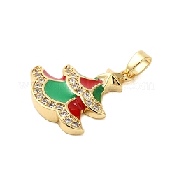 Pendenti in ottone con zirconi cubici placcati a tema natalizio&nbsp;KK-K385-119G-01