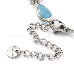 Braccialetti con catena a maglie in vetro sfaccettato a cuore&nbsp;BJEW-C059-01A-P