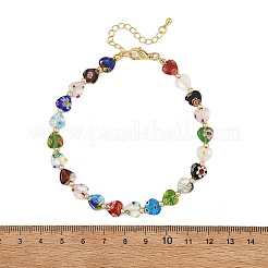Cavigliere da donna a forma di cuore realizzate a mano con perline di vetro millefiori.&nbsp;AJEW-AN00874