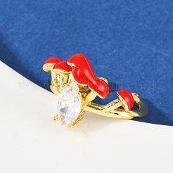 Manschettenringe aus Messing mit Mikropavé-Zirkonia für Damen&nbsp;RJEW-F182-07G