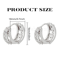 1 paire de boucles d'oreilles créoles en laiton avec micro pavé de zircones cubiques transparentes&nbsp;EJEW-LP0004-68P