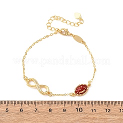 Bracelets sport en laiton sertis de micro-pavés de zirconiums cubiques à maillons infinis&nbsp;BJEW-D386-01C-G