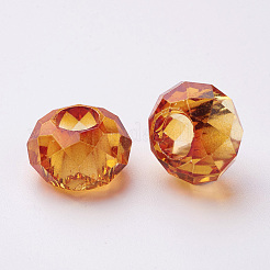 Fascinante sin núcleo de metal rondelle naranja oscuro encanto de vidrio gran agujero cuentas europeas se adapta a pulseras y collares&nbsp;X-GDA007-60
