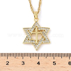 Halsketten mit Anhänger aus 304 Edelstahl mit Mikropflaster und klarem Zirkonia für Damen&nbsp;NJEW-U047-01B-G