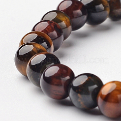 Braccialetti di stirata Tonda tigre naturale dell'occhio&nbsp;BJEW-L594-D08