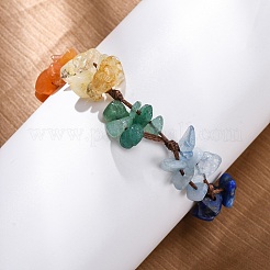 Pulseras de cuentas trenzadas con piedras preciosas de chakras naturales ajustables para mujeres&nbsp;BJEW-U035-02H