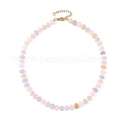 Collane da donna con rondelle di giada bianca naturale tinte color macaron e perline di vetro.&nbsp;NJEW-JN06593-01