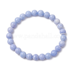 Braccialetti elastici in perline di agata blu naturale tinta per le donne&nbsp;BJEW-JB11261