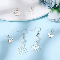 5 Stück: 925 Lotusblumen-Anhänger aus Sterlingsilber mit 925 Stempeln und Biegeringen.&nbsp;FIND-BBC0001-73