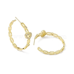 Clous d'oreilles cœur en zircone cubique transparente&nbsp;EJEW-I277-13G