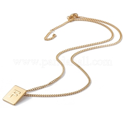 Collana con ciondolo rettangolare con lettera iniziale in acciaio inossidabile per uomo e donna&nbsp;LS-NJEW-E090-01G-06