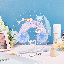 Supports d'organisateur d'affichage de boucle d'oreille en acrylique transparent rond&nbsp;EDIS-WH0035-12A