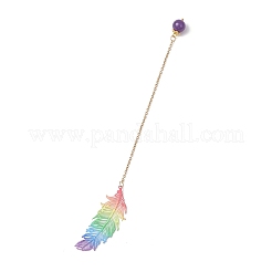 3 marque-page plume en acier inoxydable et alliage&nbsp;AJEW-JK00402
