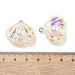 Pendentifs irisés en résine imitation perle&nbsp;RESI-I062-01A