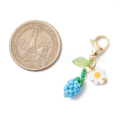 Decorazioni pendenti con perline di semi di vetro acrilico a forma di bocciolo di girasole&nbsp;HJEW-MZ00229-04