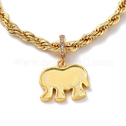 Braccialetti di fascino di elefante in ottone smaltato&nbsp;BJEW-L652-22-G