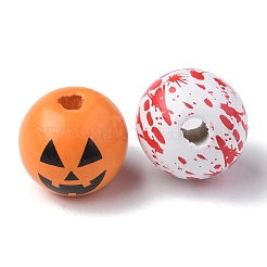 40 Stück 4 Farben Halloween-Thema bedruckte natürliche Holzperlen&nbsp;WOOD-FS0001-03
