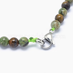 Natürliche grüne Opal Perlen Halsketten und Armbänder Schmuck-Sets&nbsp;SJEW-L132-04