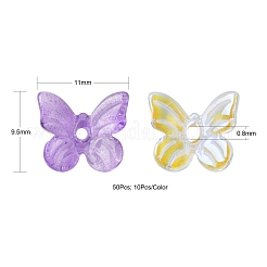 50 pz 5 colori ciondoli in vetro verniciato a spruzzo trasparente&nbsp;GLAA-FS0001-05