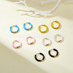 5 Paar Creolen mit Emaille-Ring aus 316er Edelstahl in zwei Farben&nbsp;EJEW-DC0001-39A