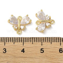 Breloques de connecteur en zircone cubique transparente pavée de laiton&nbsp;KK-F872-24G