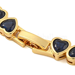 Pulseras con eslabones de corazón de circonita cúbica pavimentadas de latón chapado en estante&nbsp;BJEW-Q347-05G-02