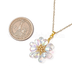Handgemachte Halsketten mit Anhänger aus Glasperlen mit Blumen&nbsp;NJEW-MZ00096-07