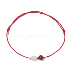 6 Stück geflochtene Armbänder aus natürlichen Edelsteinen mit runden Perlen für Männer und Frauen&nbsp;BJEW-JB11753