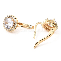 Boucles d'oreilles créoles en laiton avec zircons cubiques&nbsp;EJEW-D078-42G