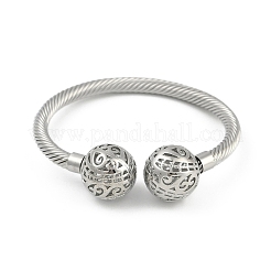 Bracciali aperti in ottone tondo cavo&nbsp;BJEW-Z074-04P