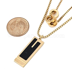 Ionenbeschichtung (IP) 304 Edelstahl schwarz Emaille Rechteck Anhänger Kette Halsketten für Frauen&nbsp;NJEW-M078-04
