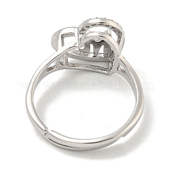 Anillos ajustables de circonita cúbica micro pavé de latón chapado en forma de corazón con letras para mujer&nbsp;RJEW-I105-06P-M