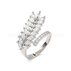 Verstellbare Manschettenringe aus Messing mit Mikropavé und Zirkonia für Damen&nbsp;LS-RJEW-B127-01P